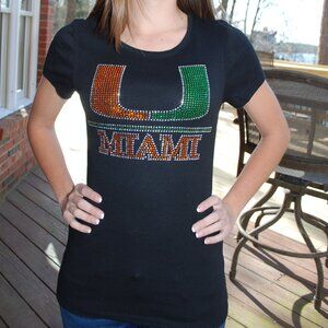 Hurricanes rhinestone bling black short sleeve RN XS S M L XL XXL 1X 2X 3X 4X 5X